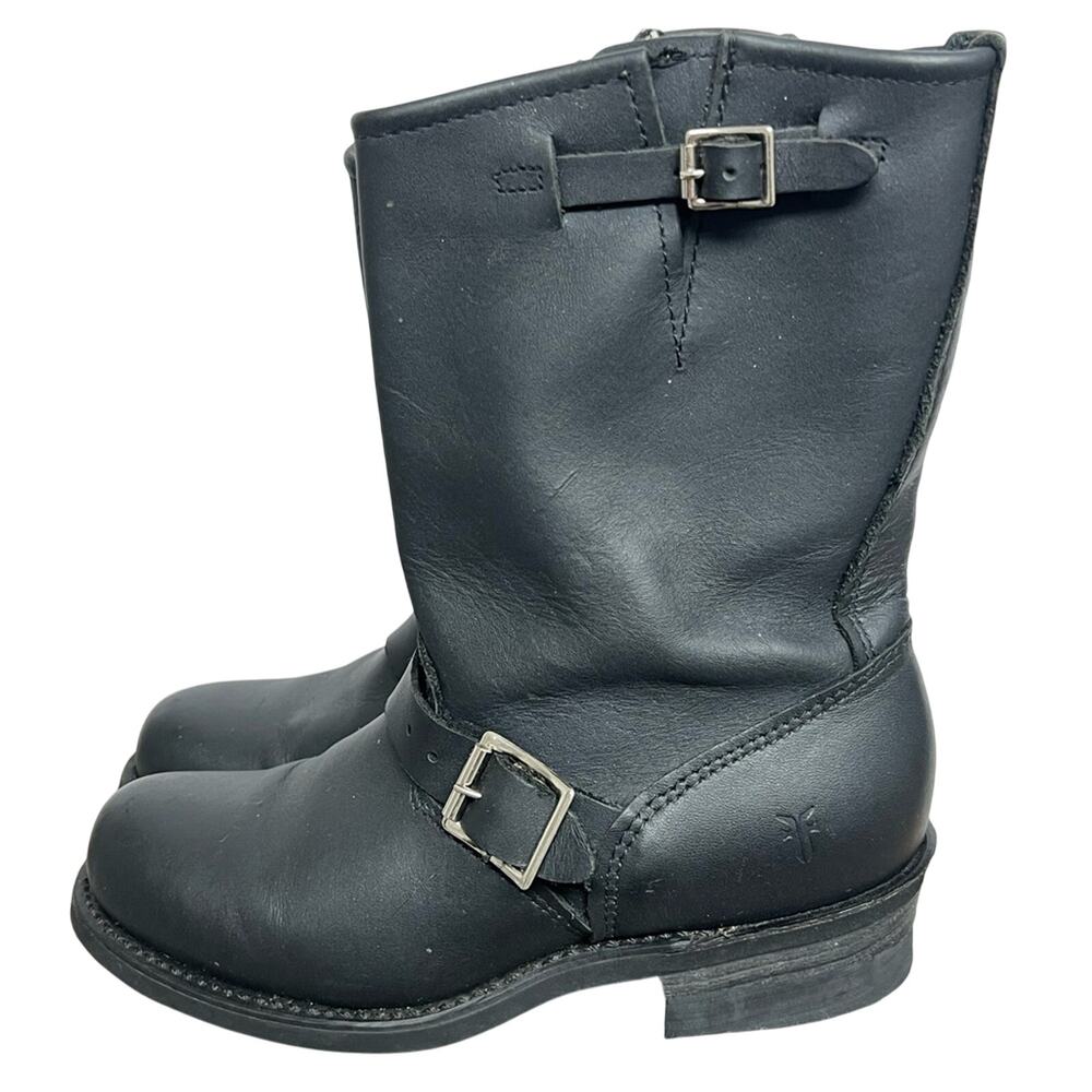 Frye Black Engineer Pull On Round Toe Boots Women’s Size 8m BARELY WORN